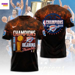 2025 NBA Champions Oklahoma City Thunder 3D T-Shirt