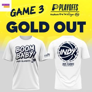 Indiana Pacers Boom Baby 2025 Playoffs White 3D T-Shirt