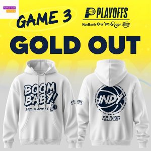 Indiana Pacers Boom Baby 2025 Playoffs White Hoodie