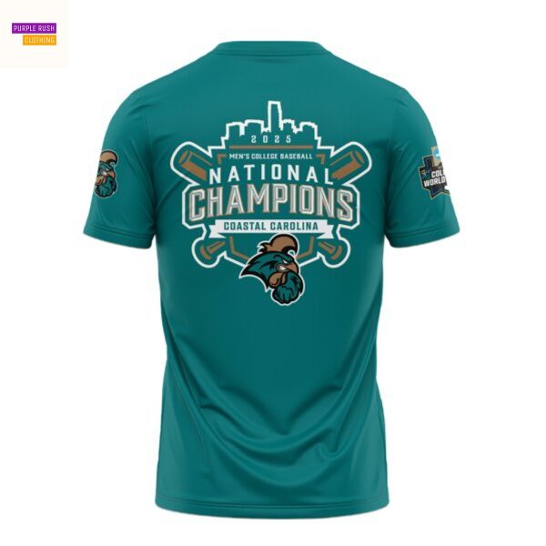 Coastal Carolina Chanticleers Champion 2025 Men College Baseball 3D T-Shirt