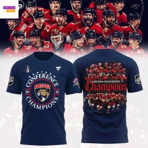 Florida Panthers 2025 Eastern Conference Champions 3D T-Shirt – Blue