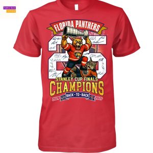 Florida Panthers 2025 Stanley Cup Champions Back-To-Back 2024-2025 Signature Unisex T-Shirt