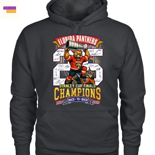 Florida Panthers 2025 Stanley Cup Champions Back-To-Back 2024-2025 Signature Unisex T-Shirt