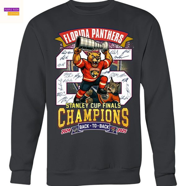 Florida Panthers 2025 Stanley Cup Champions Back-To-Back 2024-2025 Signature Unisex T-Shirt