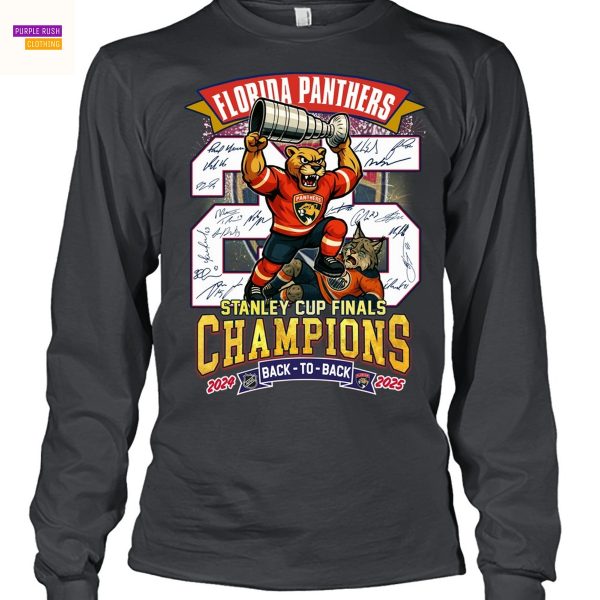 Florida Panthers 2025 Stanley Cup Champions Back-To-Back 2024-2025 Signature Unisex T-Shirt