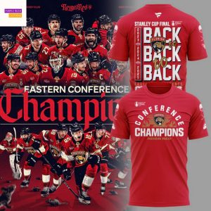 Florida Panthers Back-To Back-To-Back Eastern Conference Champions 2025 Reign Red 3D T-Shirt