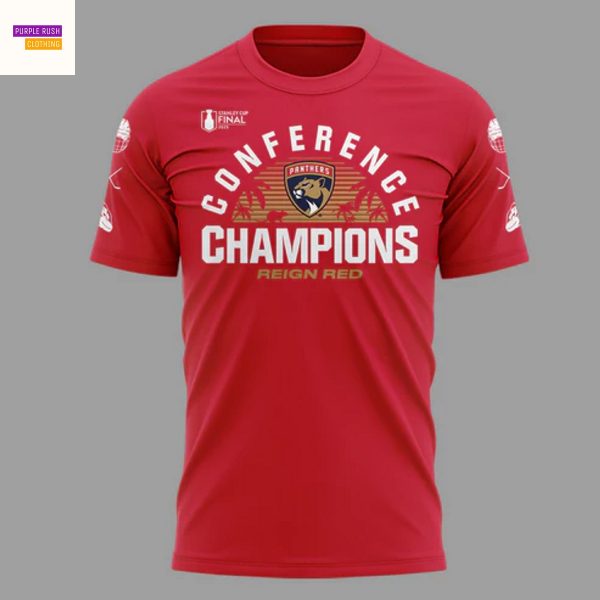 Florida Panthers Back-To Back-To-Back Eastern Conference Champions 2025 Reign Red 3D T-Shirt
