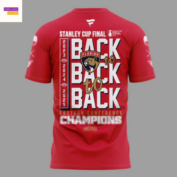 Florida Panthers Back-To Back-To-Back Eastern Conference Champions 2025 Reign Red 3D T-Shirt