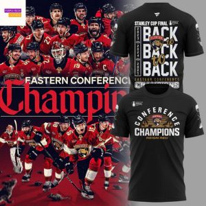 Florida Panthers Back-To Back-To-Back Eastern Conference Champions 2025 Reign Red 3D T-Shirt – Black