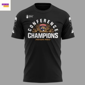 Florida Panthers Back-To Back-To-Back Eastern Conference Champions 2025 Reign Red 3D T-Shirt – Black