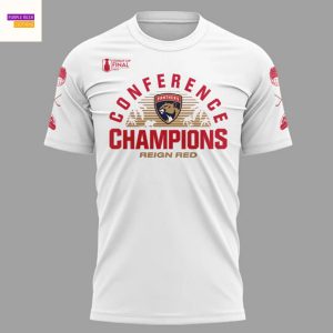 Florida Panthers Back-To Back-To-Back Eastern Conference Champions 2025 Reign Red 3D T-Shirt – White