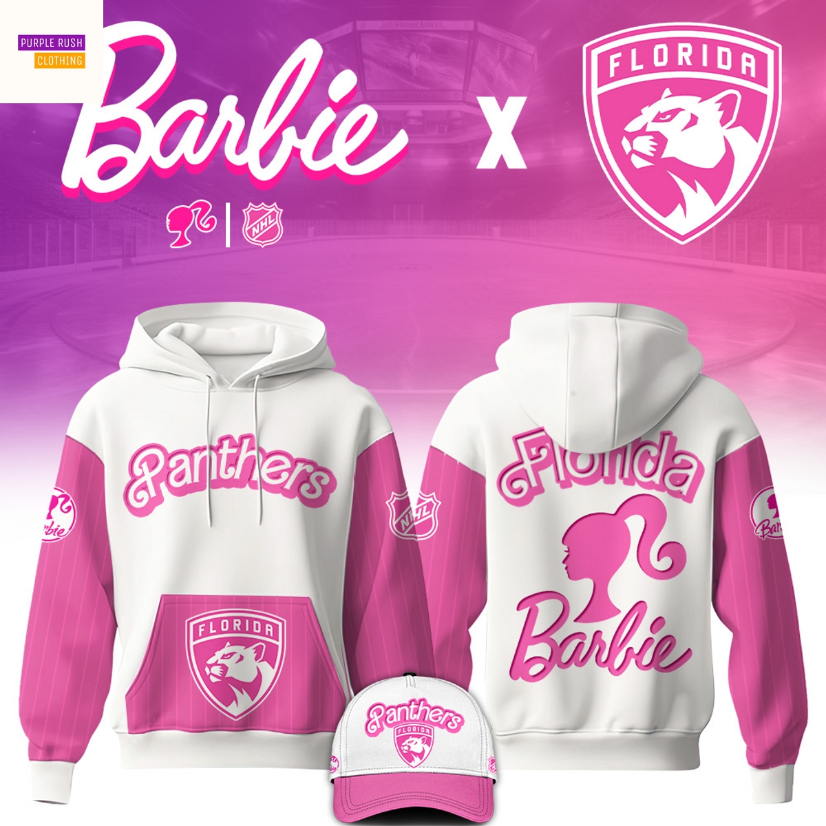 Florida Panthers x Barbie Pink Hoodie Florida Panthers x Barbie Pink Hoodie
