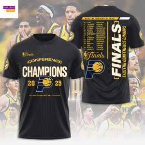 Indiana Pacers Fanatics 2025 Eastern Conference Champions 3D T-Shirt