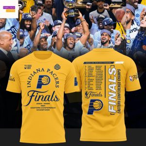Indiana Pacers Fanatics 2025 Eastern Conference Champions 3D T-Shirt – Gold