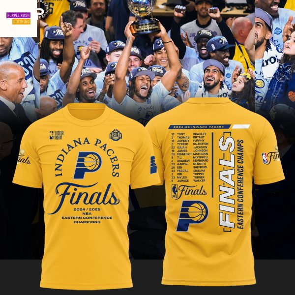 Indiana Pacers Fanatics 2025 Eastern Conference Champions 3D T-Shirt – Gold