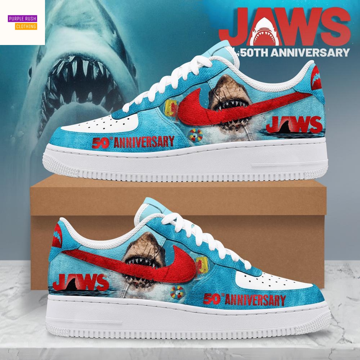 Jaws 50th Anniversary Air Force 1 Sneakers Jaws 50th Anniversary Air Force 1 Sneakers