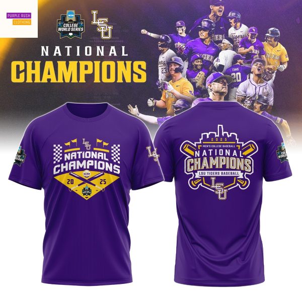 LSU Tigers National Champion 2025 Men College Baseball 3D T-Shirt