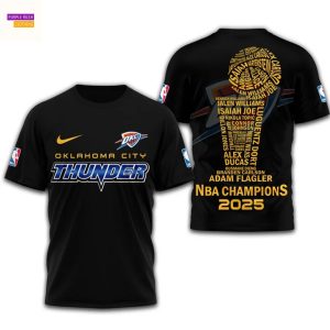 Oklahoma City Thunder 2025 Champions 3D T-Shirt – Black