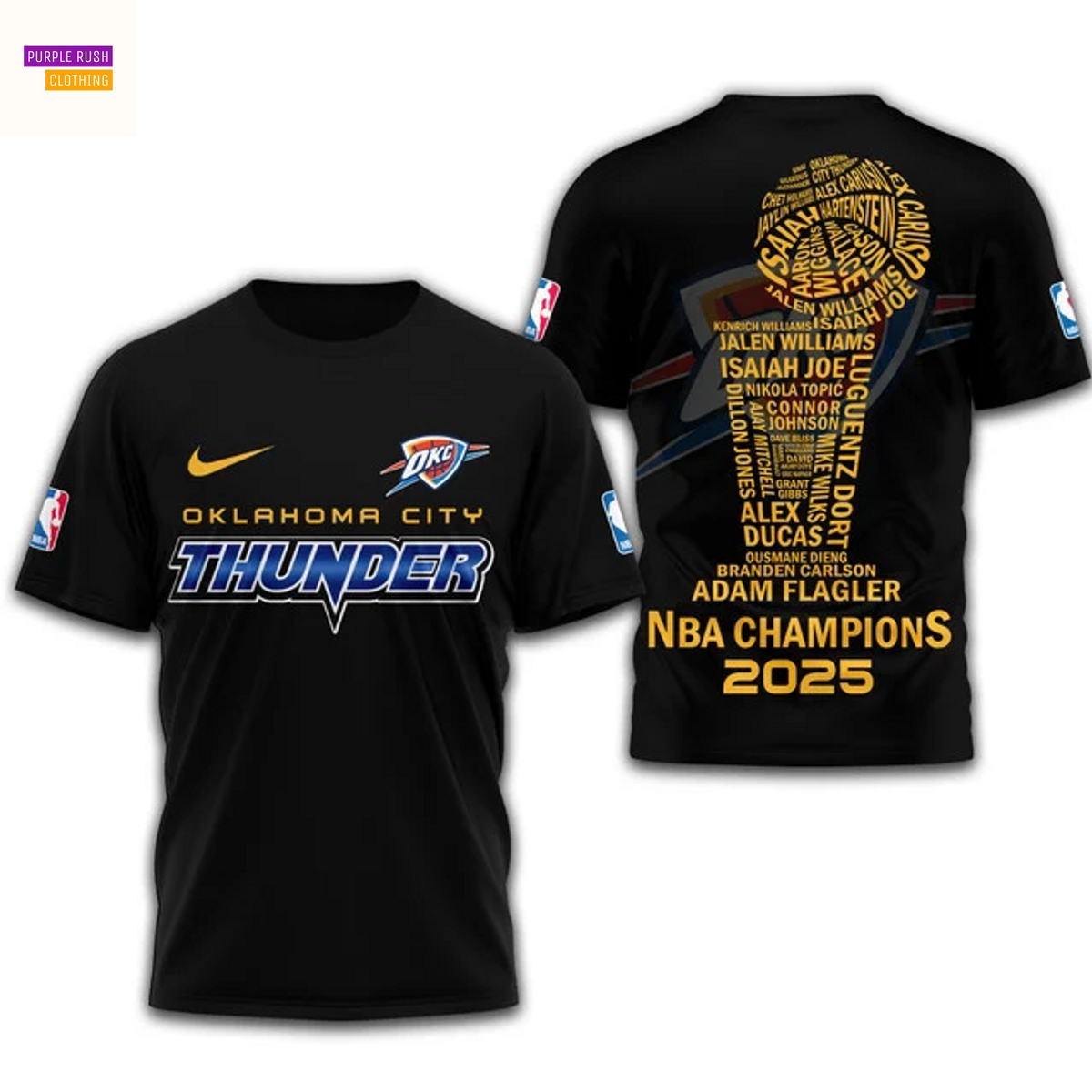 Oklahoma City Thunder 2025 Champions 3D T-Shirt - Black Oklahoma City Thunder 2025 Champions 3D T-Shirt - Black