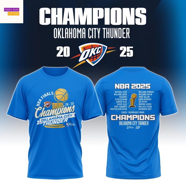 Oklahoma City Thunder 2025 National Basketball Association Finals 3D T-Shirt – Blue