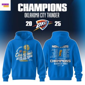 Oklahoma City Thunder 2025 National Basketball Association Finals Hoodie – Blue