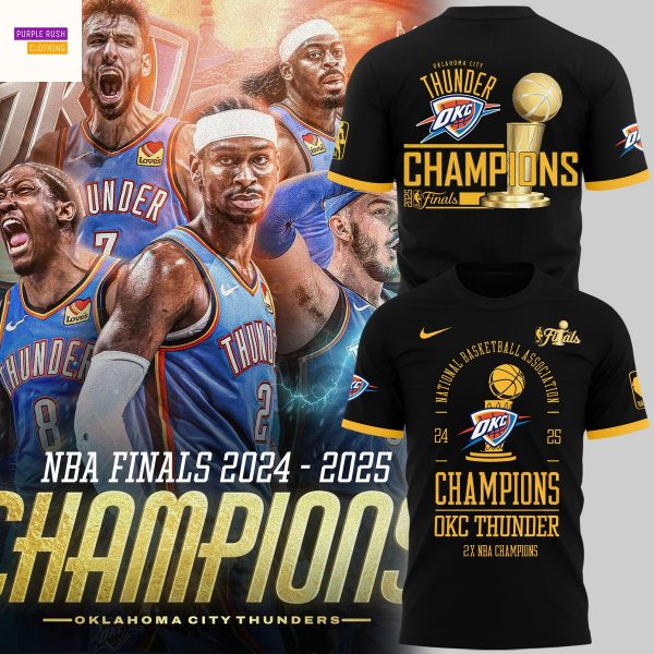 Oklahoma City Thunder 2X Champions Finals 2025 3D T-Shirt