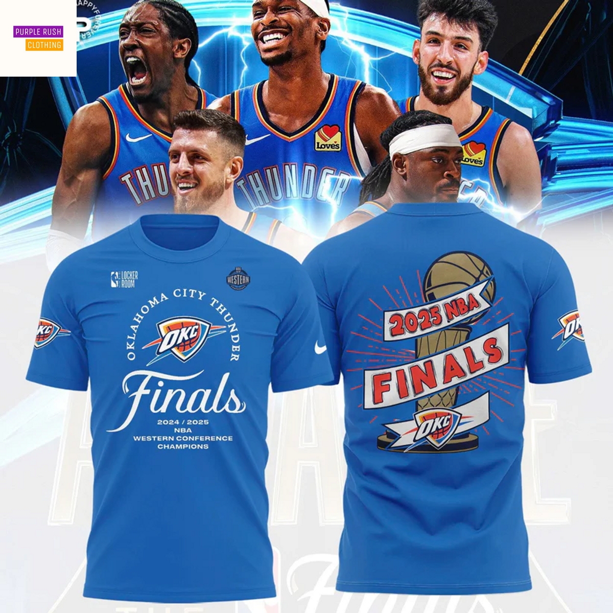 Oklahoma City Thunder Finals 2025 Western Conference Champions 3D T-Shirt Oklahoma City Thunder Finals 2025 Western Conference Champions 3D T-Shirt