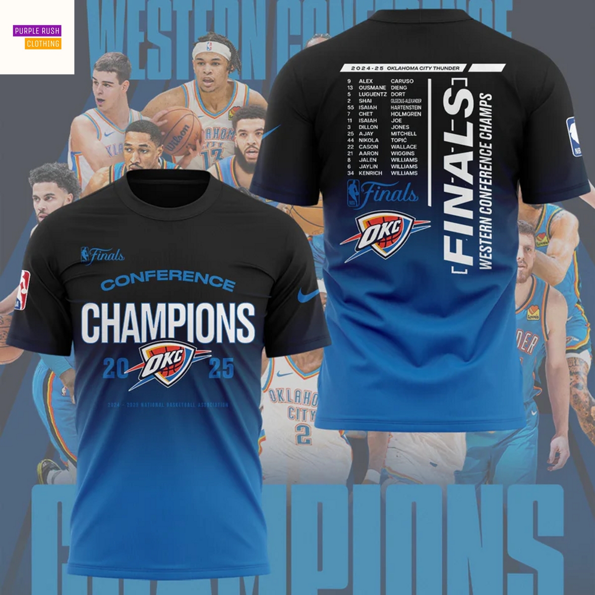 Oklahoma City Thunder Finals Conference Champions 2025 3D T-Shirt Oklahoma City Thunder Finals Conference Champions 2025 3D T-Shirt
