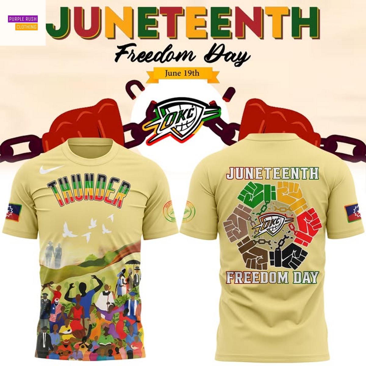 Oklahoma City Thunder Juneteenth Freedom Day 3D T-Shirt Oklahoma City Thunder Juneteenth Freedom Day 3D T-Shirt