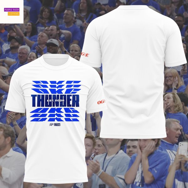Oklahoma City Thunder NBA Finals Champions 2025 3D T-Shirt – White