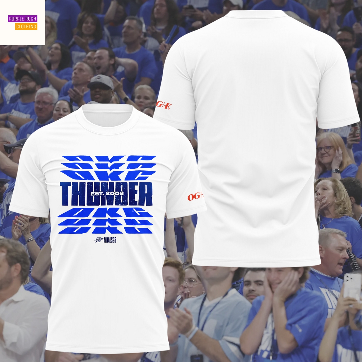 Oklahoma City Thunder NBA Finals Champions 2025 3D T-Shirt - White Oklahoma City Thunder NBA Finals Champions 2025 3D T-Shirt - White