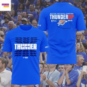 Oklahoma City Thunder NBA Finals Champions Thunder Up 3D T-Shirt – Blue