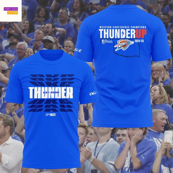 Oklahoma City Thunder NBA Finals Champions Thunder Up 3D T-Shirt – Blue