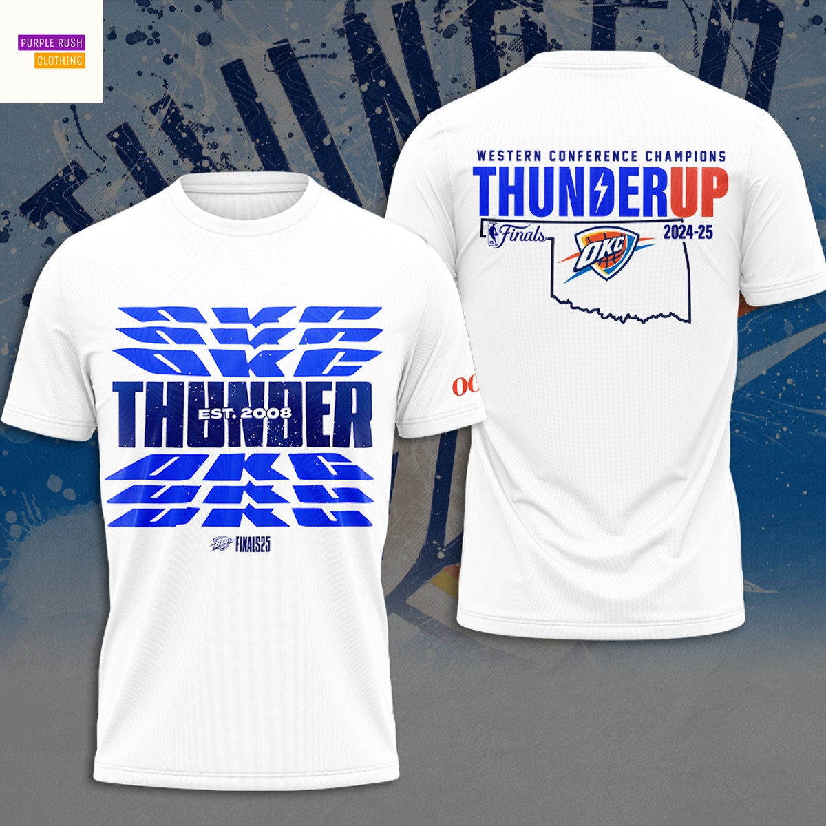 Oklahoma City Thunder Western Conference Champions Thunder Up 2025 3D T-Shirt Oklahoma City Thunder Western Conference Champions Thunder Up 2025 3D T-Shirt