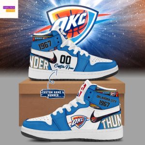 Personalized Oklahoma City Thunder 1967 Air Jordan 1 High Top – Blue
