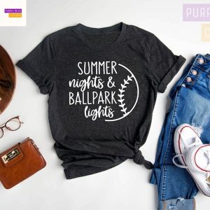 Summer Nights Ballpark Lights, Summer Shirt, Baseball Vibes Shirt, Baseball Game Day Shirt,Baseball Graphic Tee,Softball Shirt,Baseball Gift