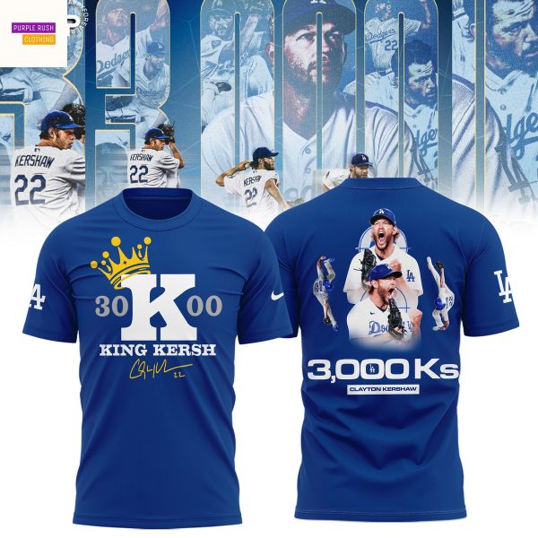 Clayton Kershaw 3000 King Kersh Signature 3D T-Shirt – Blue
