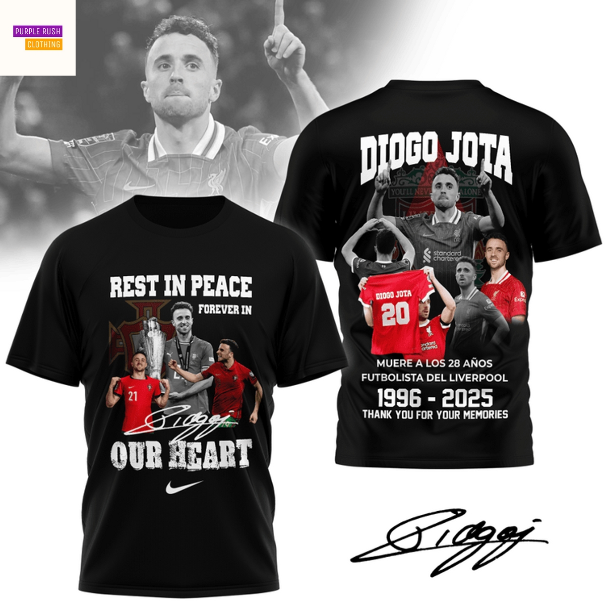 Diogo Jota 1996-2025 Rest In Peace Our Heart Signature Thank You For The Memories 3D T-Shirt Diogo Jota 1996-2025 Rest In Peace Our Heart Signature Thank You For The Memories 3D T-Shirt