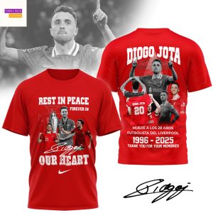 Diogo Jota 1996-2025 Rest In Peace Our Heart Signature Thank You For The Memories 3D T-Shirt – Red