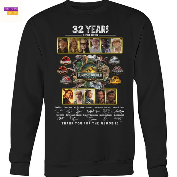 Jurassic World 32 Years 1993-2025 Signature Thank You For The Memories Unisex T-Shirt