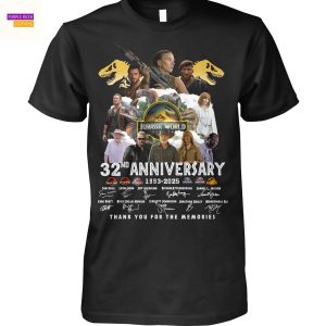 Jurassic World 32nd Anniversary 1993-2025 Signature Thank You For The Memories Unisex T-Shirt