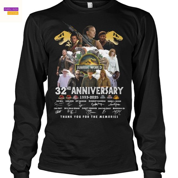 Jurassic World 32nd Anniversary 1993-2025 Signature Thank You For The Memories Unisex T-Shirt