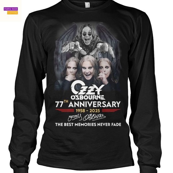Ozzy Osbourne 77th Anniversary 1958-2025 Signature The Best Memories Never Fade Unisex T-Shirt