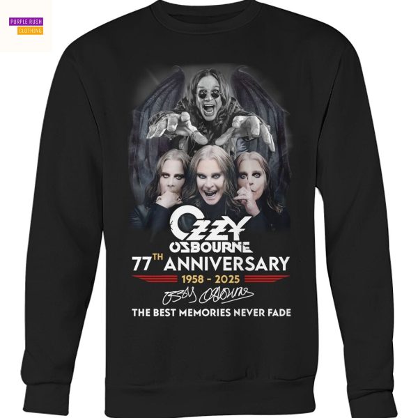 Ozzy Osbourne 77th Anniversary 1958-2025 Signature The Best Memories Never Fade Unisex T-Shirt