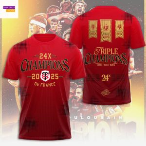 Stade Toulousain Champions 2025 Back To Back To Back 3D T-Shirt
