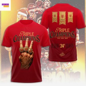 Stade Toulousain Champions 2025 Triple Champions 24X 3D T-Shirt