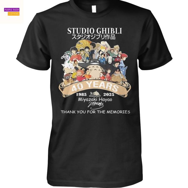 Studio Ghibli 40 Years 1985-2025 Miyazaki Hayao Signature Thank You For The Memories Unisex T-Shirt