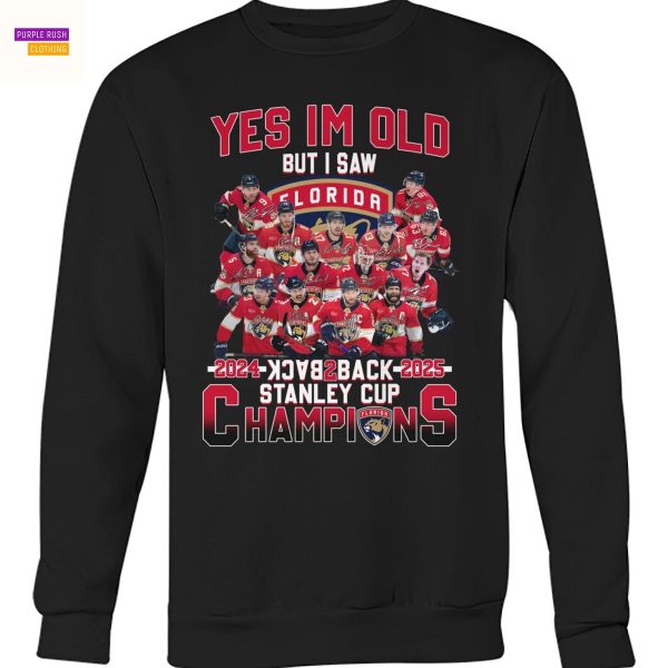 Yes Im Old But I Saw Florida Panthers 2024-2025 Back 2 Back Stanley Cup Champions Signature Unisex T-Shirt