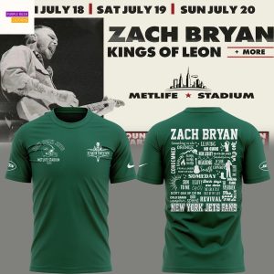 Zach Bryan x New York Jets Kings Of Leon Metlife Stadium 2025 3D T-Shirt